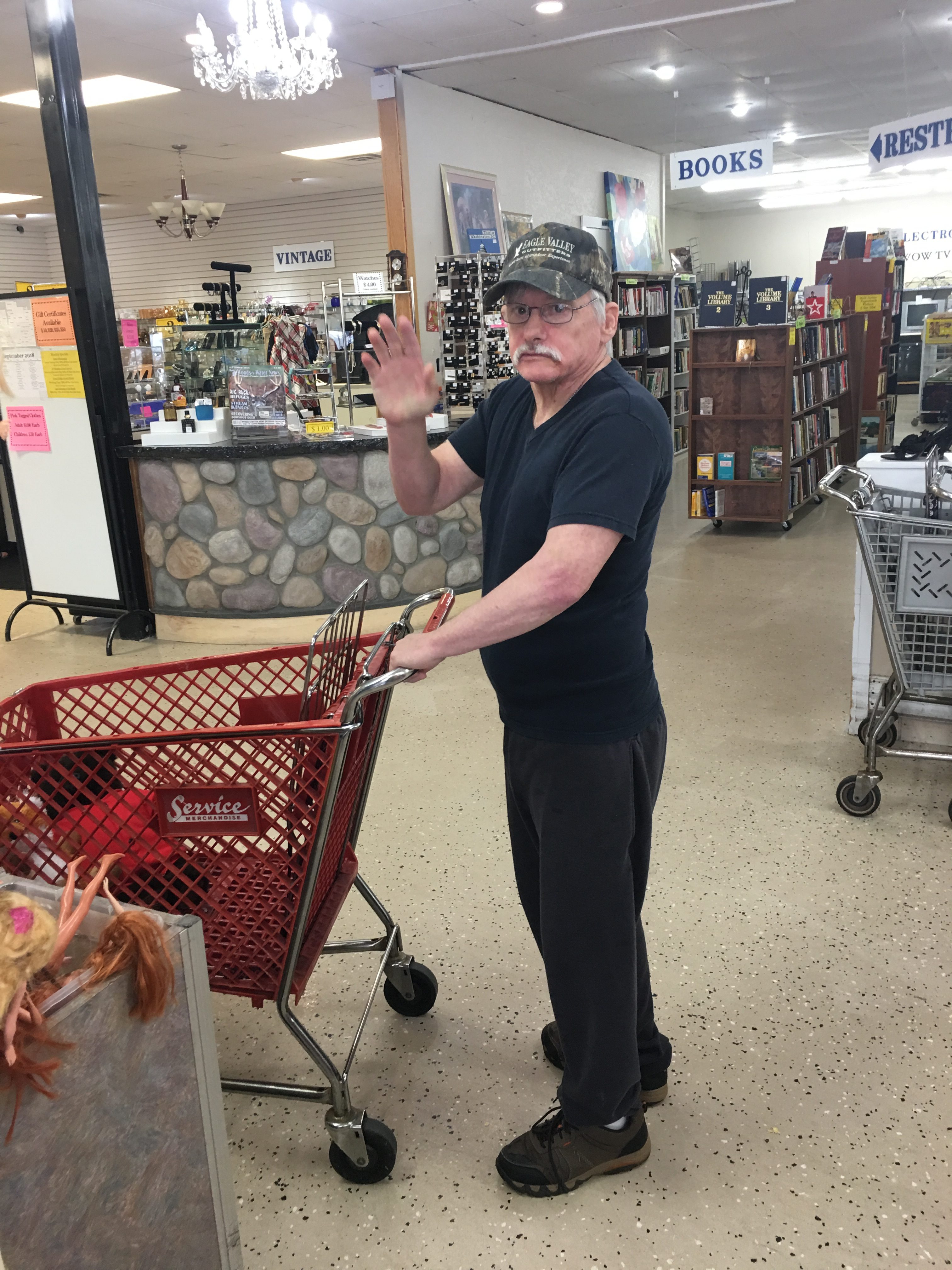resident shopping with cart